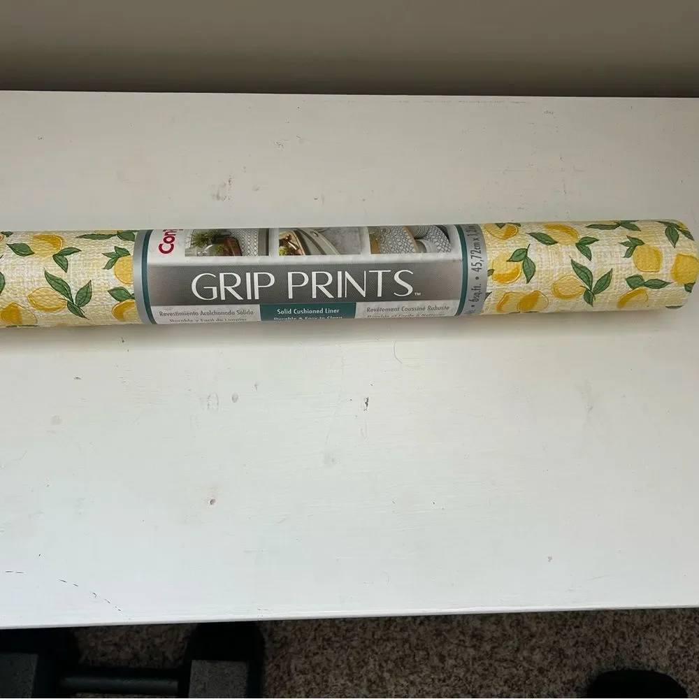 Con-Tact Brand Grip Prints Lemon Non-Adhesive Shelf & Drawer Liner New Vintage
